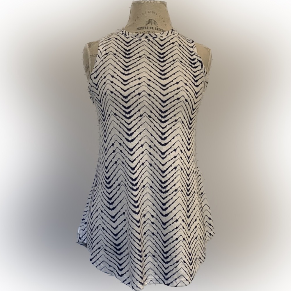 White & Blue Chevron Athleta Top